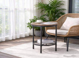 Round 2-Tier Side Table, 19.7" x 19.7" x 24", Melamine MDF & Metal Frame, 45187043