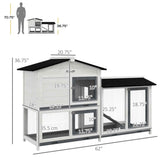 ZNTS 62" Rabbit Hutch, Wooden Bunny Hutch, Guinea Pig Cage, Small Animal Enclosure with Run Area, 32469673