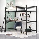 ZNTS Twin Size Loft Metal&MDF Bed with Desk and Shelf, Black 23364154