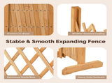 Set of 2 Retractable Arched Wooden Fences 205 x 33.5 x 80 cm Teak Finish Fir Wood 48778453