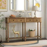 Console Table Sofa Table Easy Assembly with Two Storage Drawers and Bottom Shelf for Living Room, 04824171