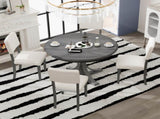5-Piece Retro Round Dining Table Set with Curved Trestle Style Table Legs and 4 Upholstered Chairs 68208940