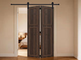 18 series 64in.X78 in. 3/4 inch thickness 2-Panel Walnut Color Finished MDF Bi-fold with Barn T3910P496212