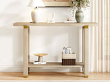 U_Style 62.9" Modern Minimalist Console Table, Solid Wood Entryway Sofa Table with Metal Accents, N711P289140O