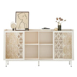 Sicotas Mid Century Sideboard Storage Rustic Sliding Door Solid Wood Cabinet for Living Room W2263P207531