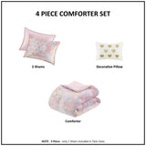 Metallic Printed Plush Comforter Set with Throw Pillow Twin/Twin XL B035P294498