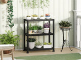 Black 3-Tier Garage Storage Shelf, PP Material 100LBS Per Shelf Tool-Free Assembly 49611526