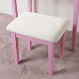 ZNTS Moniys Wood Moniya Makeup Vanity Table and Stool Set, Pink T2574P163831