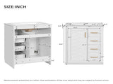 24" Bathroom Vanity with Integrated Ceramic, Bathroom Cabinet with 1 Door, 3 Drawers, Single N710P341038K