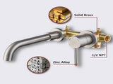 Wall Mount Faucet for Bathroom Sink or Bathtub, Single Handle 2 Holes Brass Rough-in Valve Included, 29128839