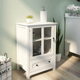 Buffet storage cabinet with single glass doors and unique bell handle W28227727
