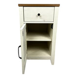 Farmhouse End Table with Charging Station,Night Stand with Barn Door and Drawer, Storage for Bedroom W1412P230407