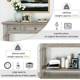 Classic Retro Style Console Table with Three Top Drawers and Open Style Bottom Shelf, Easy Assembly 35752405