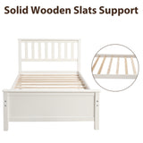 ZNTS Twin Size Wood Platform Bed with Headboard,Footboard and Wood Slat Support, White WF191769AAK