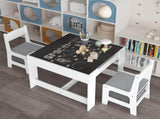 Kids Table and Chair Set, 3 in 1 Wooden Activity Table with Storage Drawer for Toddlers Drawing, 99413075