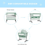 Baby Bassinet Bedside Sleeper 3 in 1 Bedside Crib, Adjustable Portable Bed for Infant/Baby/New born, 54148223