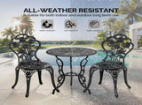 3 PCS Outdoor Set, All-Weather Cast Aluminum Rose Table and Chairs Set of 2, Patio 88927922
