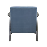 Casual Transitional Accent Chair 1pc Blue Fabric Upholstery Dark Gray Frame Solid Wood Living Room B011P182646