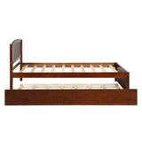 Twin size Platform Bed Wood Bed Frame with Trundle, Walnut WF194302AAD