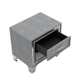 2-Drawer Nightstand with Metal Legs for Bedroom, Mid Century Nightstand Fully Assembled Except Legs N733P183659E