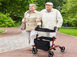 2-in-1 Red Rollator Walker & Wheelchair - 330 lbs Capacity, 8" PVC Wheels X-Shaped Structure 93513212