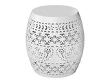 9.4" Steel Patio End Table, Round Hollow Drum Side Table, Accent Table for Indoor and Outdoor, White 56990579