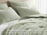 3-Piece King Cotton Embroidered Quilt Set,Sage B035P408344