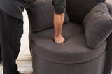 Fabric Swivel And Storage Chair With Back Cushion For Living Room,Dark Gray 56398032
