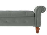 Grey, Solid Wood Legs, Velvet Bedroom End of Bed Storage, Rolled Side Sofa, Toy Storage 89074265