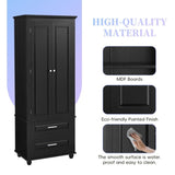 ZNTS Tall Storage Cabinet with Two Drawers for Bathroom/Office, Black WF299284AAB