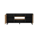 Tv Stand for TVs up 60", Two Cabinets, Three Shelves, Five Legs, Espresso / Pine B097132985
