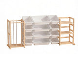 3-in-1 Wooden Toy Organizer with Stuffed Animal Storage, Bookshelf & 12 Bins, Multi-Function Storage 09264290