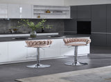 Set of 2 Bar Stools,with Chrome Footrest and Base Swivel Height Adjustable Mechanical Lifting Velvet W1249P247740