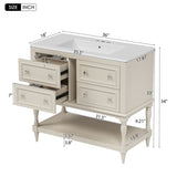 36" Bathroom Vanity Cabinet Sink Combo Set, Undermount Ceramic Sink, Free Standing Vanity Set N710P250654Y
