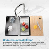 Stainless Steel Kitchen Sink, 33x19 Single Bowl, Undermount Handmade Sink in Black, with Cutting T3177P296192