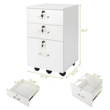 ZNTS White Wood Grain Density Board Three Drawers Wooden Filing Cabinet 70600637