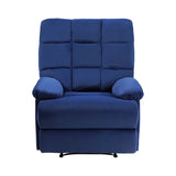 ZNTS Reclining Chair Blue Velvet Upholstery Square Tufted Back Pillowtop Arms Solid Wood Furniture Modern B011P182493