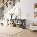 3-Tier Industrial Console Table, 70.87 inch, Narrow Entry Table Long Table with Storage for W2317P230074