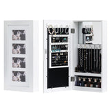 ZNTS Simple PVC Wood Grain Coating Photo Storage Damp-proof Jewelry Mirror Cabinet White 43628308