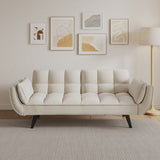 57 inch beige sofa soft two armrests throw pillow pillow comfortable fit apartment bedroom small W1658135109