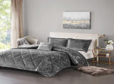 King/Cal King Velvet Comforter Set with Throw Pillow B03595941