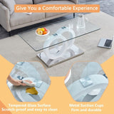 Contemporary Style Glass-Top MDF Coffee Table with White Base - Suitable for Living Rooms and Lounge W3226P279047