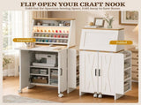 Folding Sewing Table with Cabinet for Home, Studio & Small Places - Storage Shelves & Bag, 27-Spool 57476585