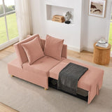 Convertible Sleeper Sofa Chair Adjustable Backrest Recliner with Pullout Sofa Bed with Wheels, W1413P227518
