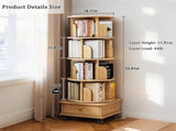 5 Tier Rotating Bookshelf, 360&deg Display Round Spinning Bookshelf with Wheels,-Saving, Small 82303381