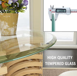 32" Inch Round Tempered Glass Table Top Clear Glass 1/2" Inch Thick Beveled Polished Edge W241P248444