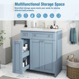 ZNTS 30-Inch Blue Bathroom Vanity with Ceramic Sink Combo, Abundant Storage Cabinet - 2 Soft close Doors WF532032AAC