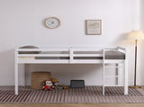 Elevated Cross Bracing Straight Ladder Twin Pine Wooden Bed White 69928690