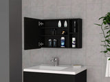 Medicine 18H" Single Door Cabinet, Two External Shelves, Three Interior Shelves , Black B097133142