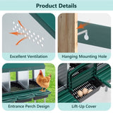 Nesting Boxes for Chickens, 3 Holes Chicken Nesting Boxes with Legs, Chicken Laying Box with Lid W1422P292940